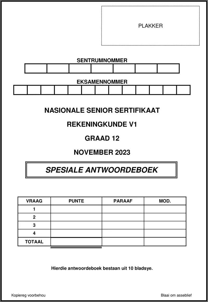 Accounting P1 Nov 2023 Answer Book Afr Gr12