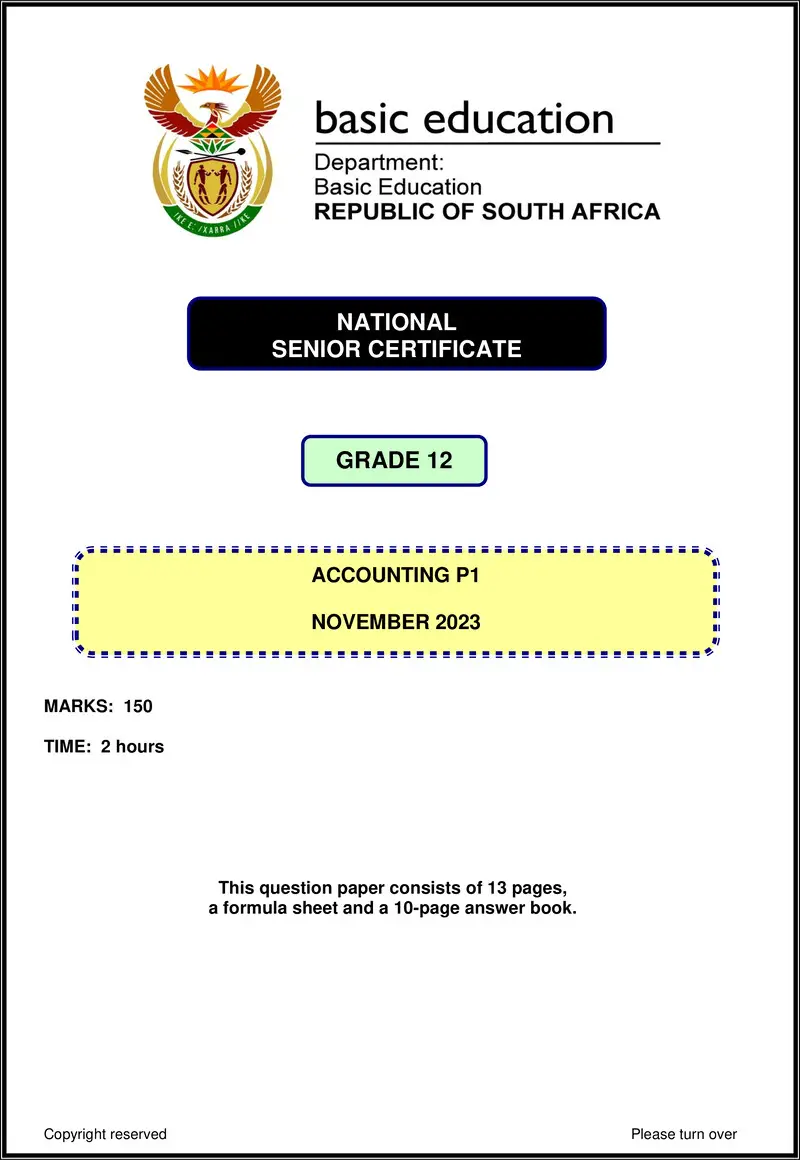 Accounting P1 Nov 2023 Eng Gr12