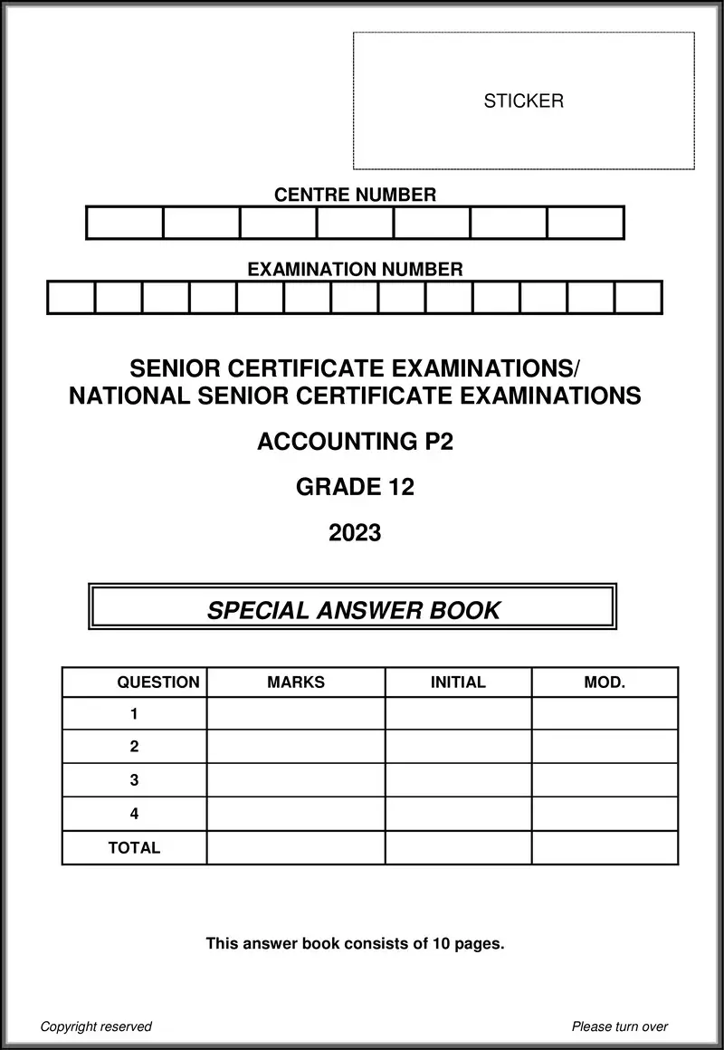 Accounting P2 May June 2023 Answer Book Eng Gr12