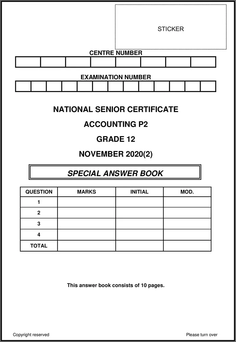 Accounting P2 Nsc Nov 2020 Answer Book Eng 2 Gr12
