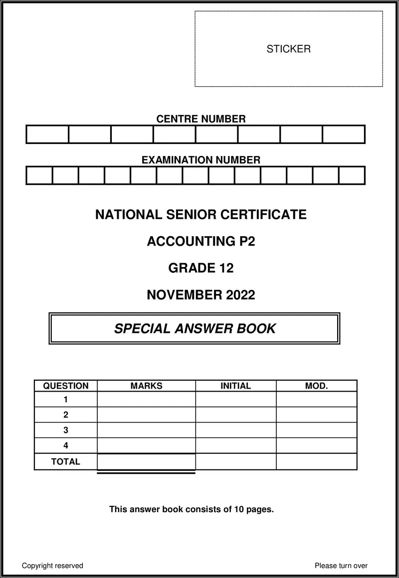 Accounting P2 Nov 2022 Answer Book Eng Gr12