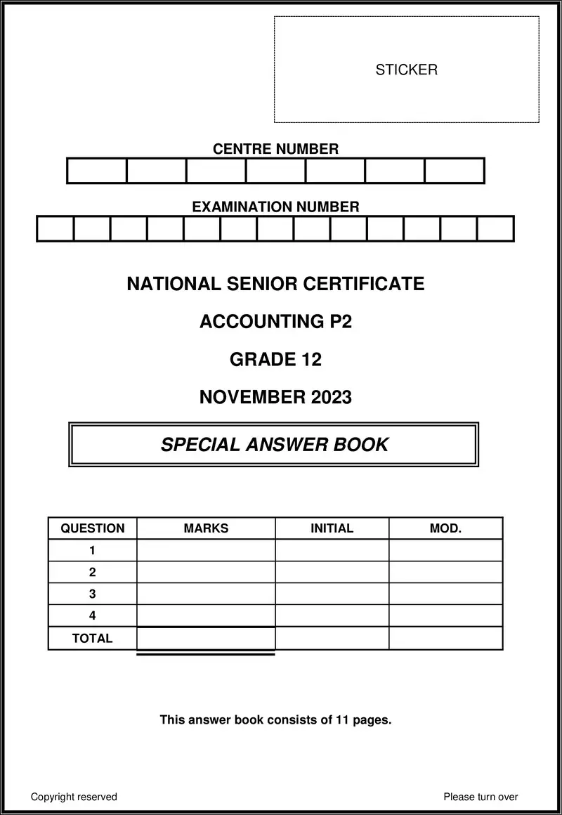 Accounting P2 Nov 2023 Answer Book Eng Gr12