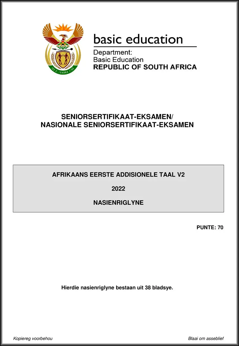 Afrikaans Fal P2 May June 2022 Mg Gr12