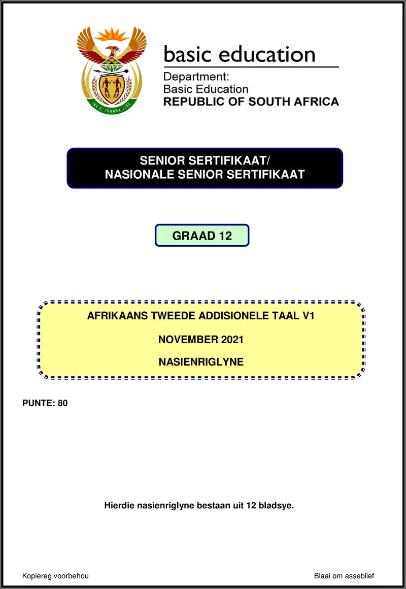 Afrikaans Sal P1 Nov 2021 Mg Gr12