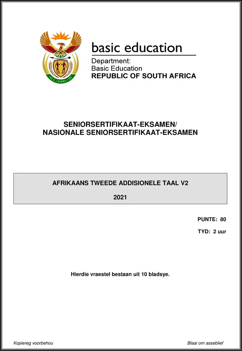 Afrikaans Sal P2 May June 2021 Gr12