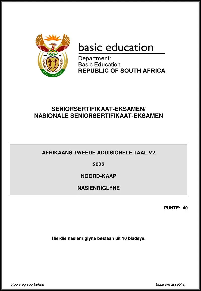 Afrikaans Sal P2 May June 2022 Mg Northern Cape Gr12