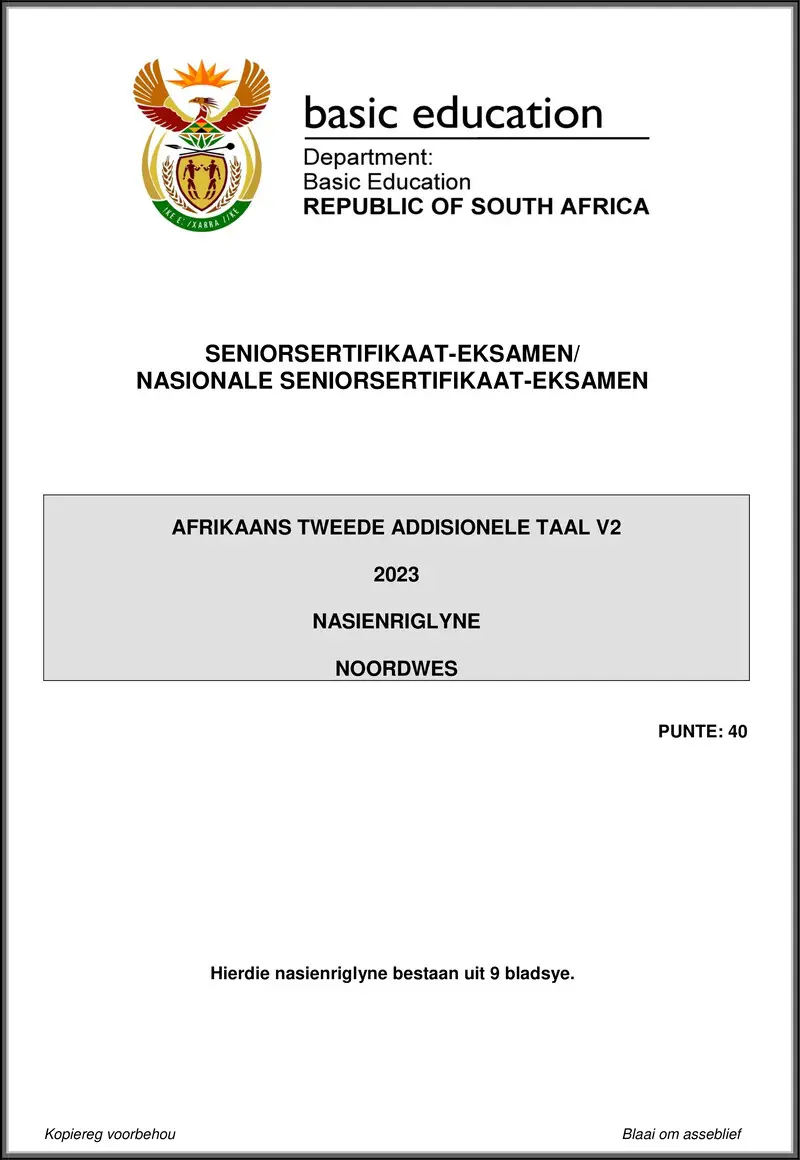 Afrikaans Sal P2 May June 2023 Mg North West Gr12