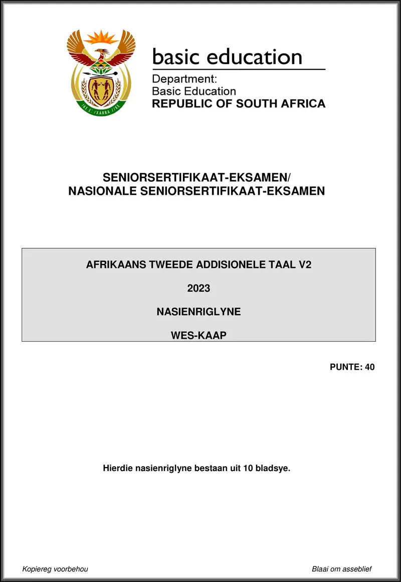 Afrikaans Sal P2 May June 2023 Mg Western Cape Gr12