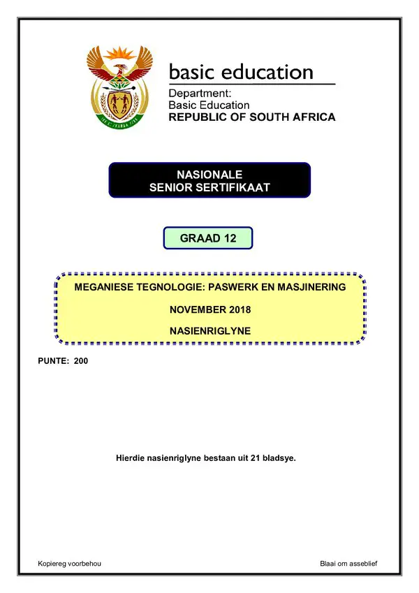 Fitting And Machining Memo 1 (Afrikaans) Gr12