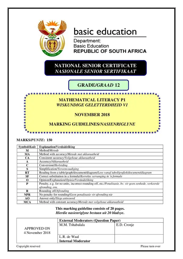 Memo 1 (Afrikaans And English) Gr12