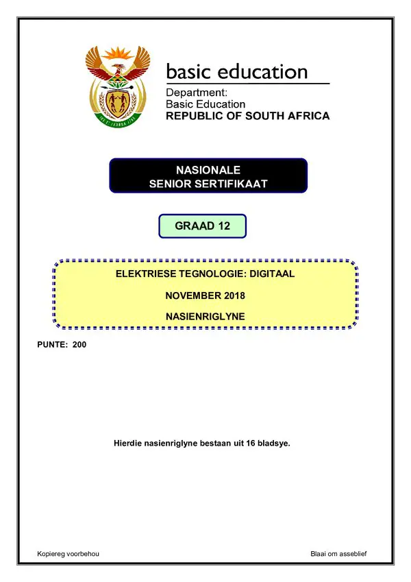 Digitals Memo 1 (Afrikaans) Gr12