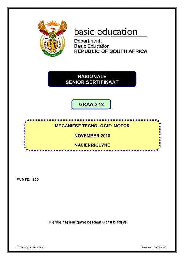 Automative Memo 1 (Afrikaans) Gr12