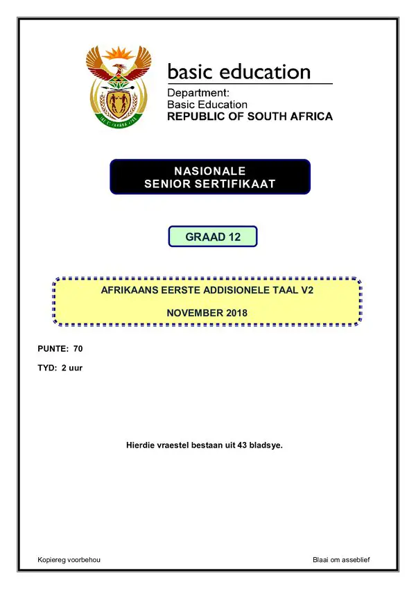 Afrikaans Fal P2 Gr12