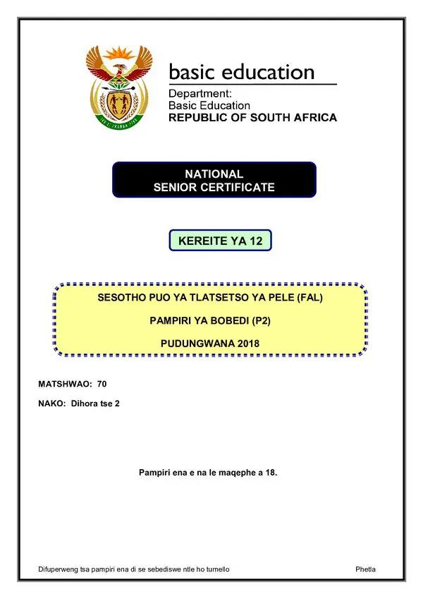 Sesotho Fal P2 Gr12