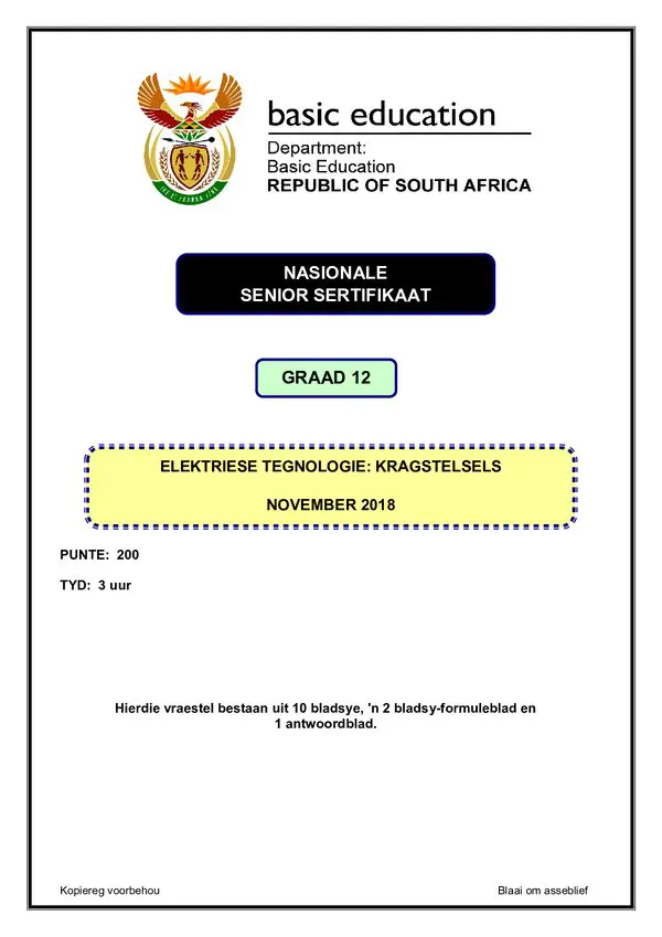 Power Systems Paper 1 (Afrikaans) Gr12