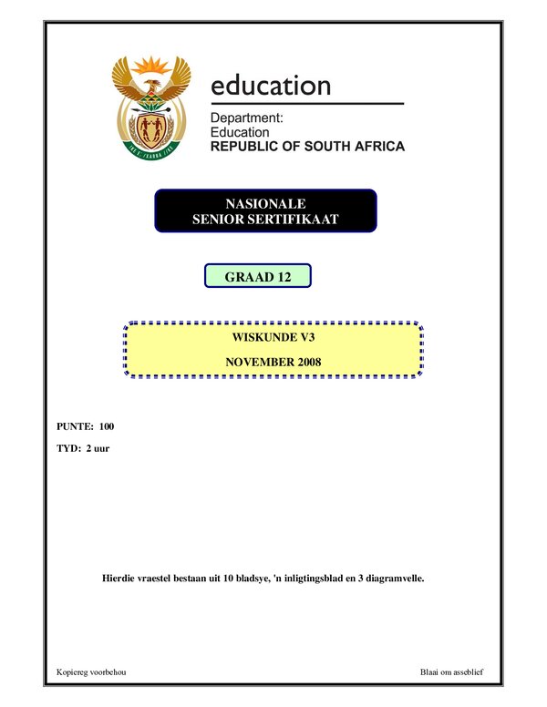 Mathematics P3 Afrikaans Gr12