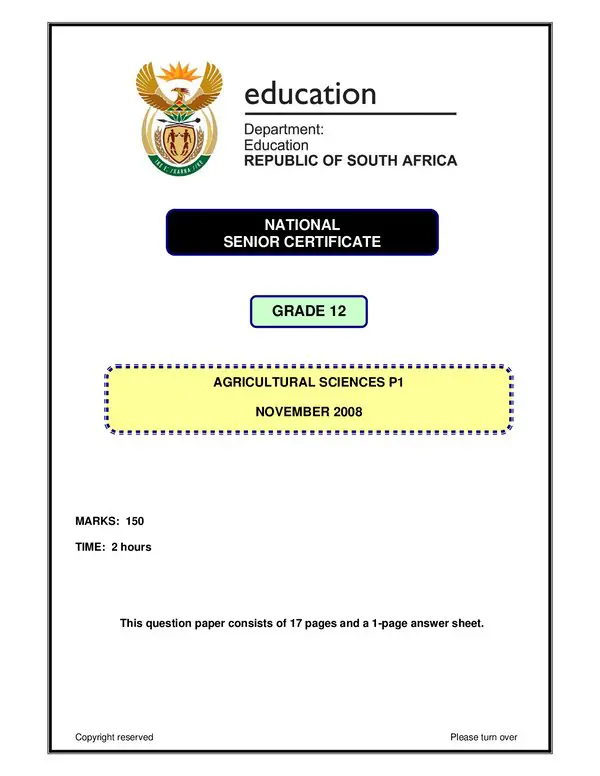 Agricultural Sciences P1 English Gr12