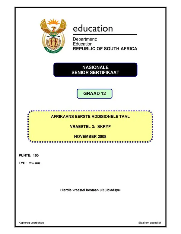 Afrikaans Fal P3 Gr12
