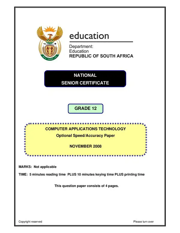 Computer Applications Technology P1 English (Optional) Gr12