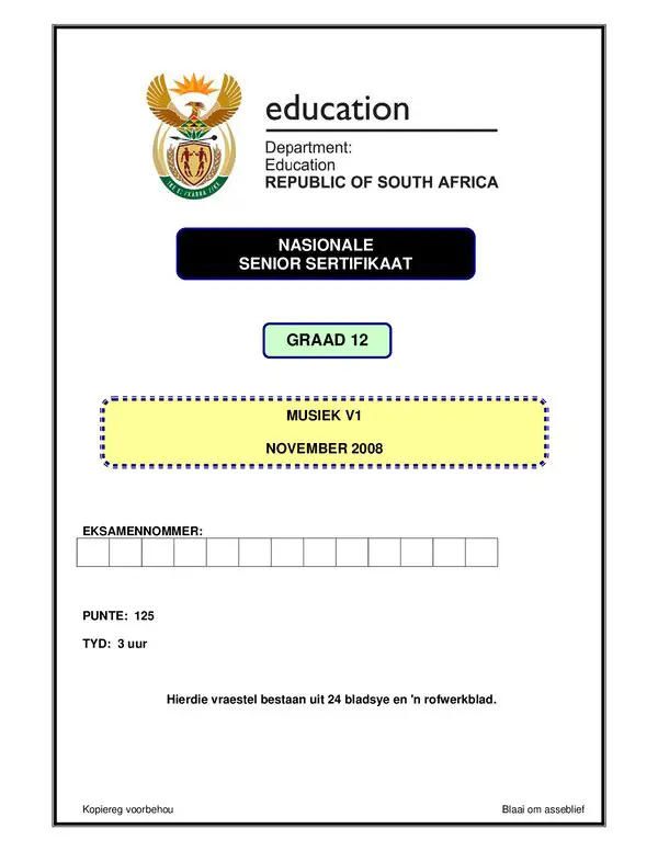 Music P1 Afrikaans Gr12