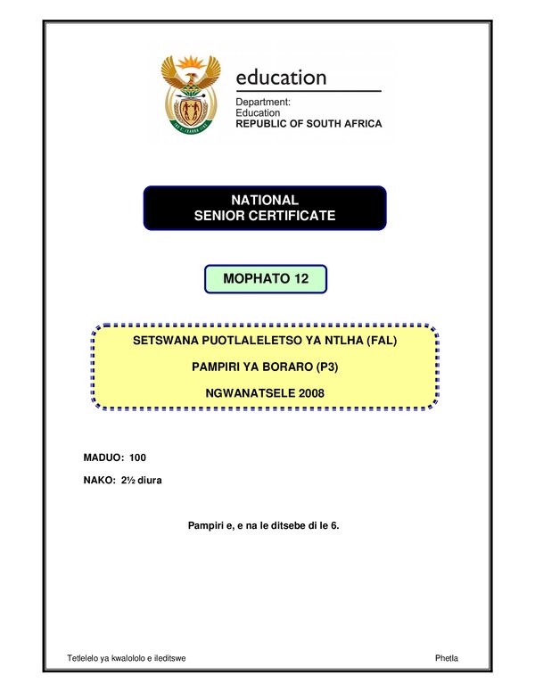 Setswana Fal P3 Gr12