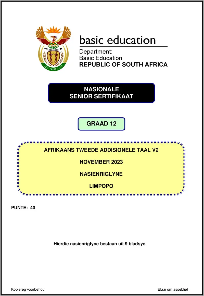 Afrikaans Sal P2 Nov 2023 Mg Limpopo Gr12