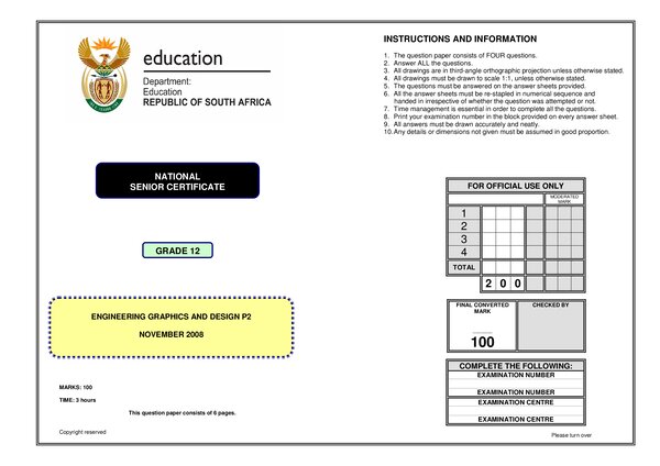 Engineering Graphics And Design P2 English Gr12