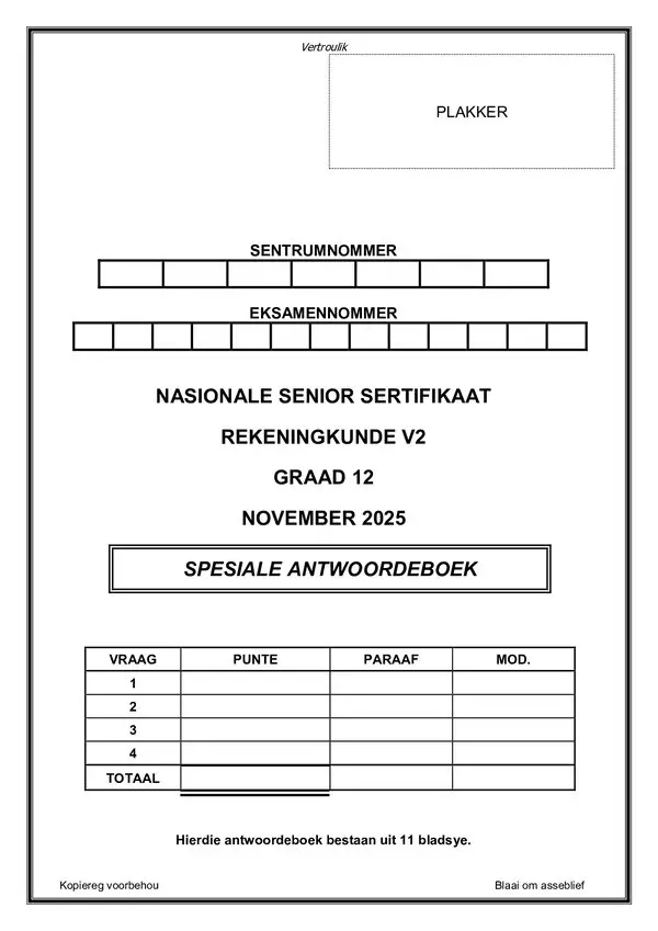 Paper 2 Answerbook (Afrikaans) Gr12