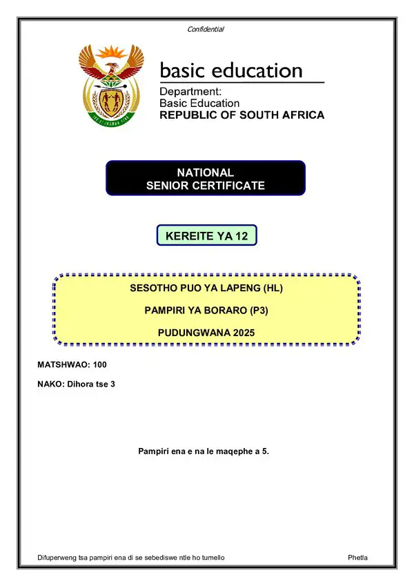 Sesotho Hl P3 Gr12