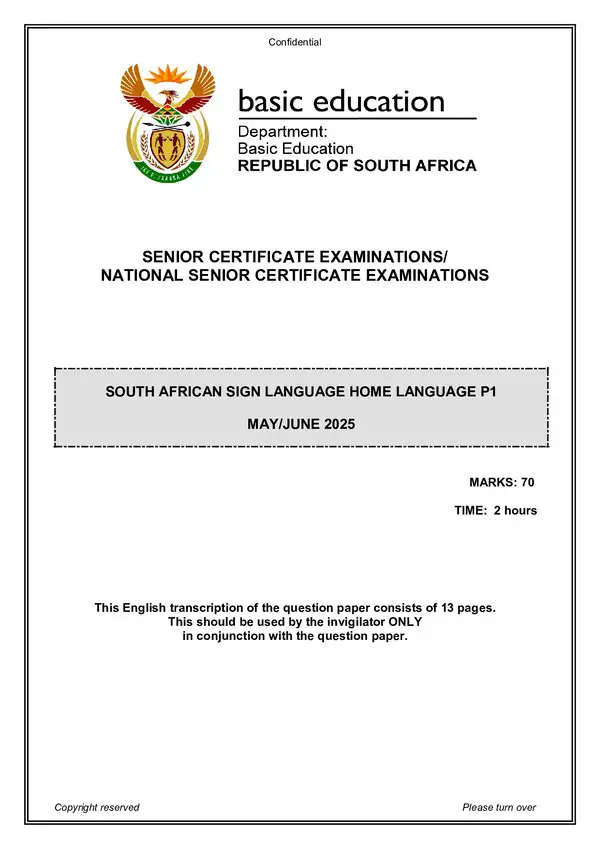 Sasl Hl Paper 1 Gr12