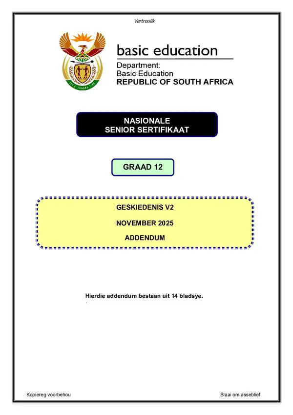 Paper 2 Addendum (Afrikaans) Gr12
