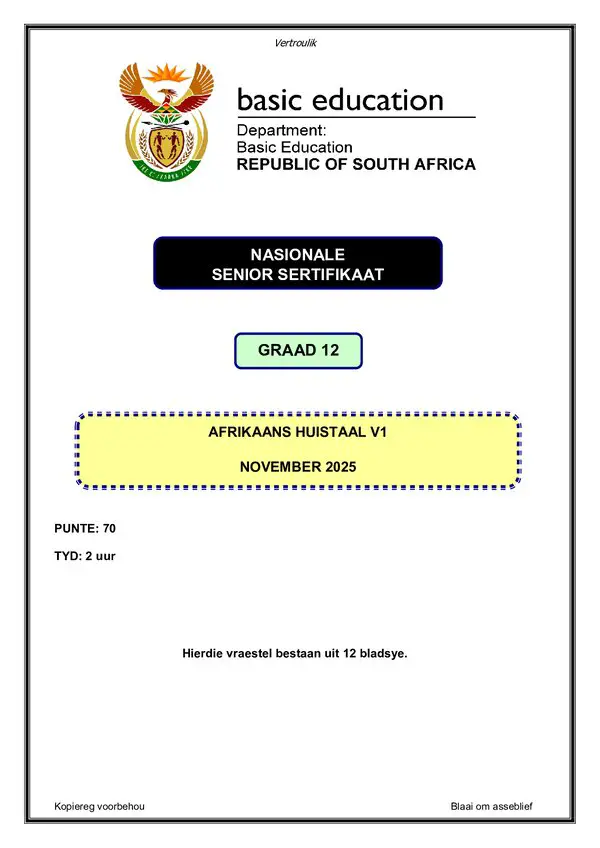 Afrikaans Hl P1 Gr12