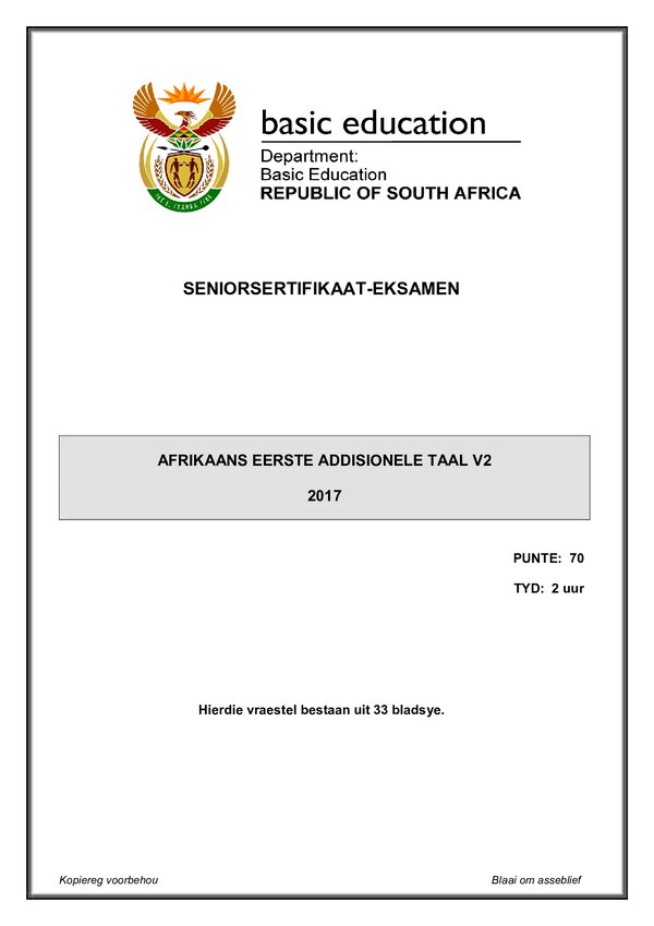 Afrikaans Fal P2 Gr12