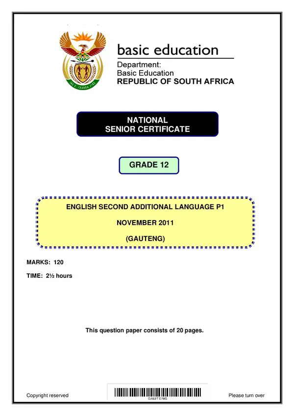 English Sal P1 (Gauteng) Gr12
