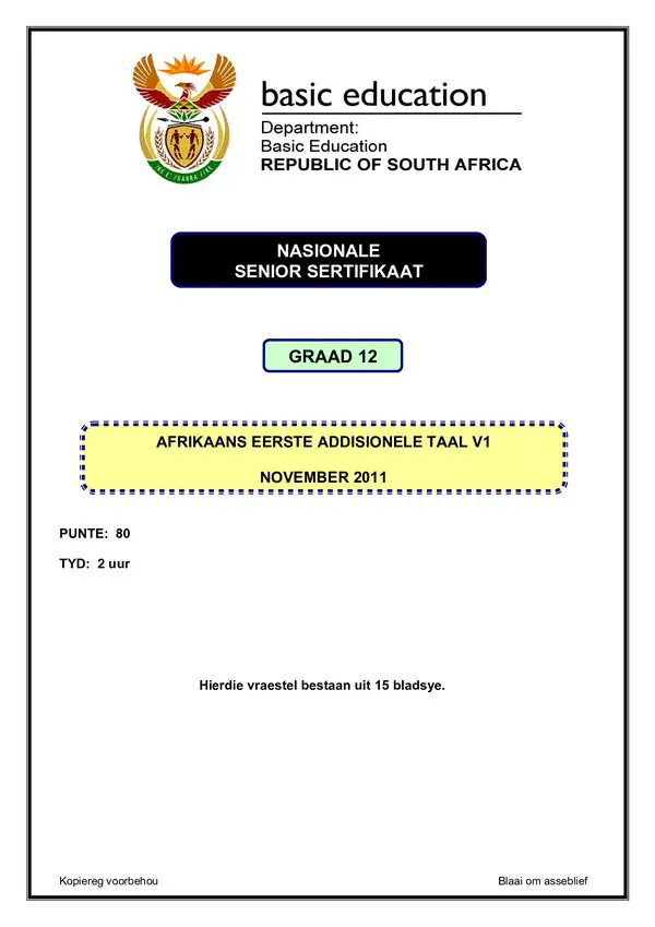 Afrikaans Fal P1 Gr12