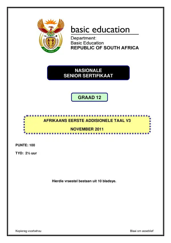 Afrikaans Fal P3 Gr12