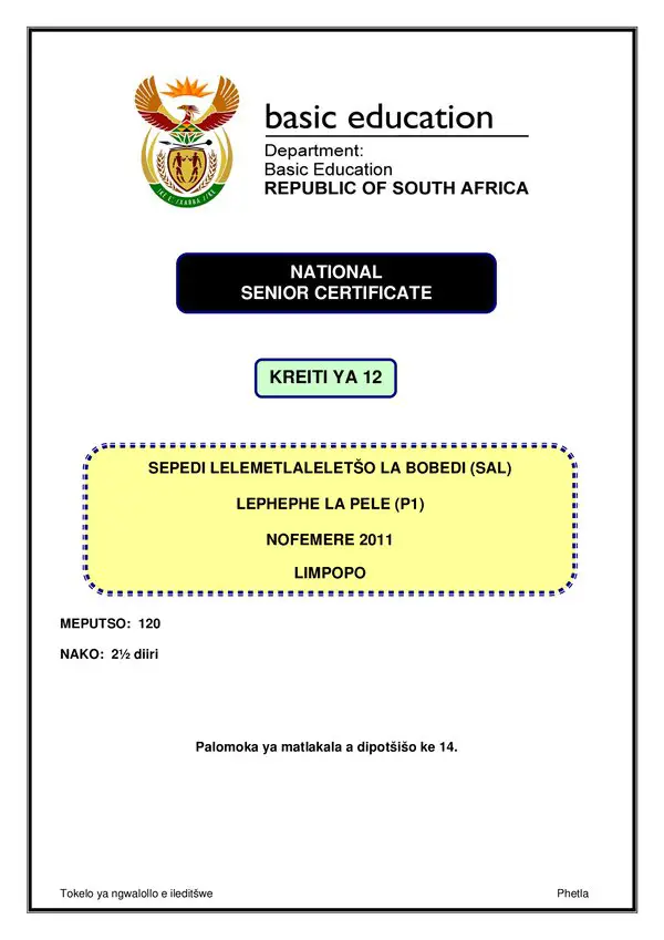 Sepedi Sal P1 (Limpopo) Gr12