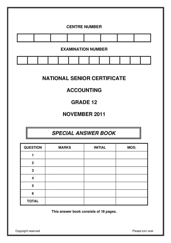 Paper 1 Answer Book (English) Gr12