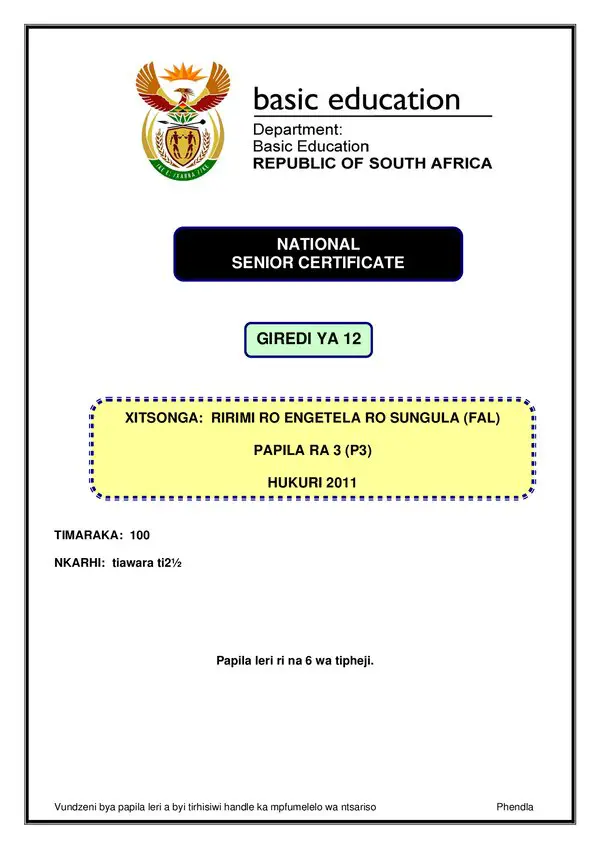 Xitsonga Fal P3 Gr12