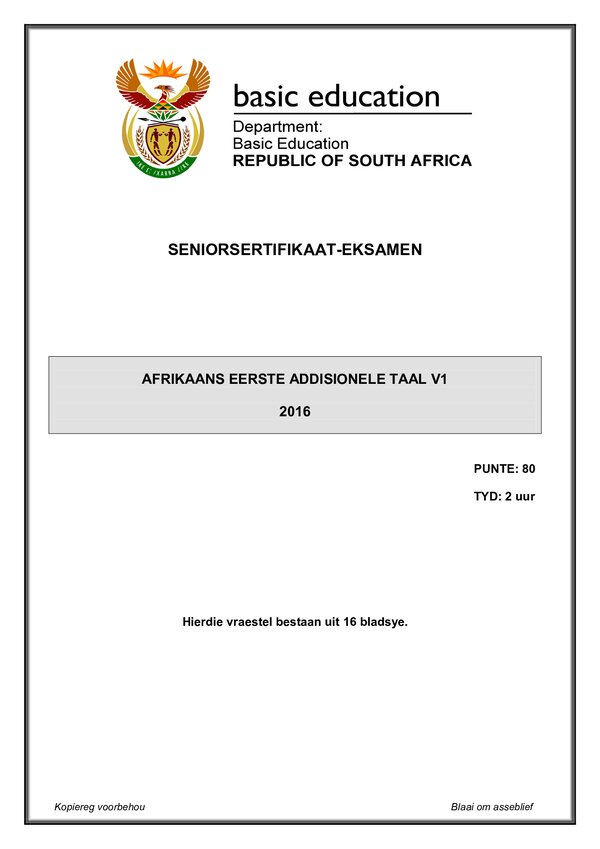 Afrikaans Fal P1 Gr12