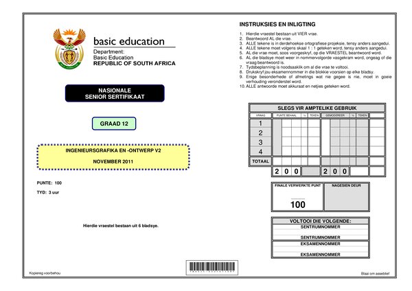 Engineering Graphic And Design Paper 2 (Afrikaans)
