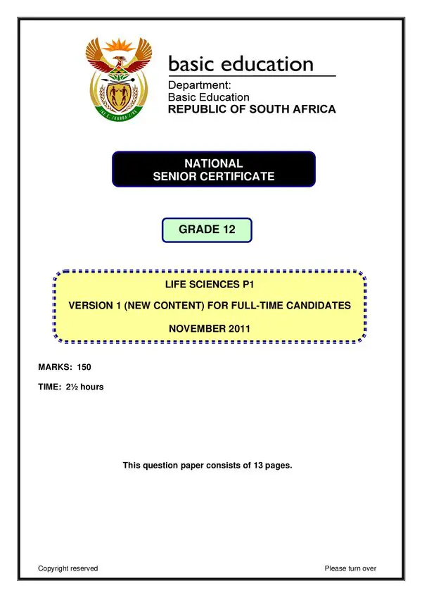 Life Sciences Paper 1 Version 1 (English)