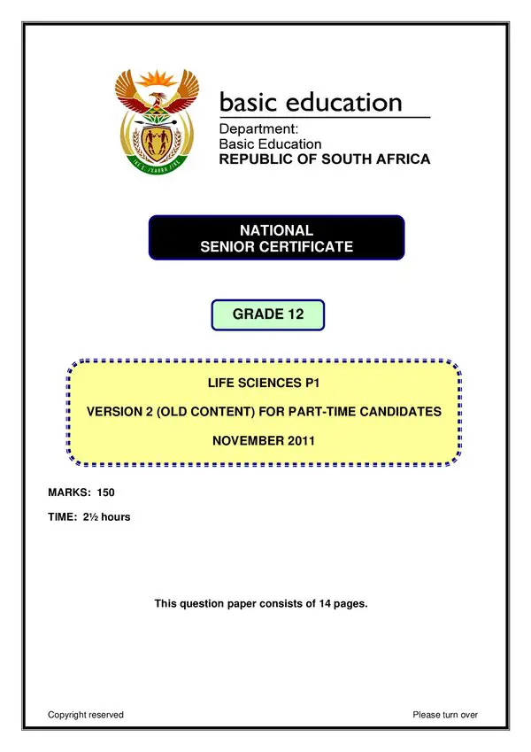 Life Sciences Paper 1 Version 2 (English)