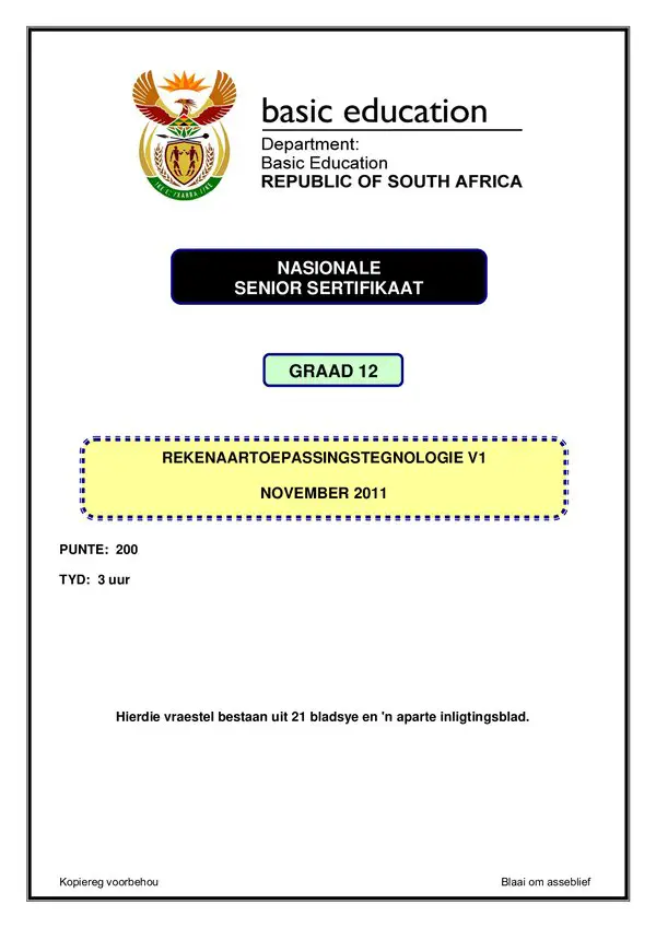 Computer Aplication Technology Paper 1 (Afrikaans)