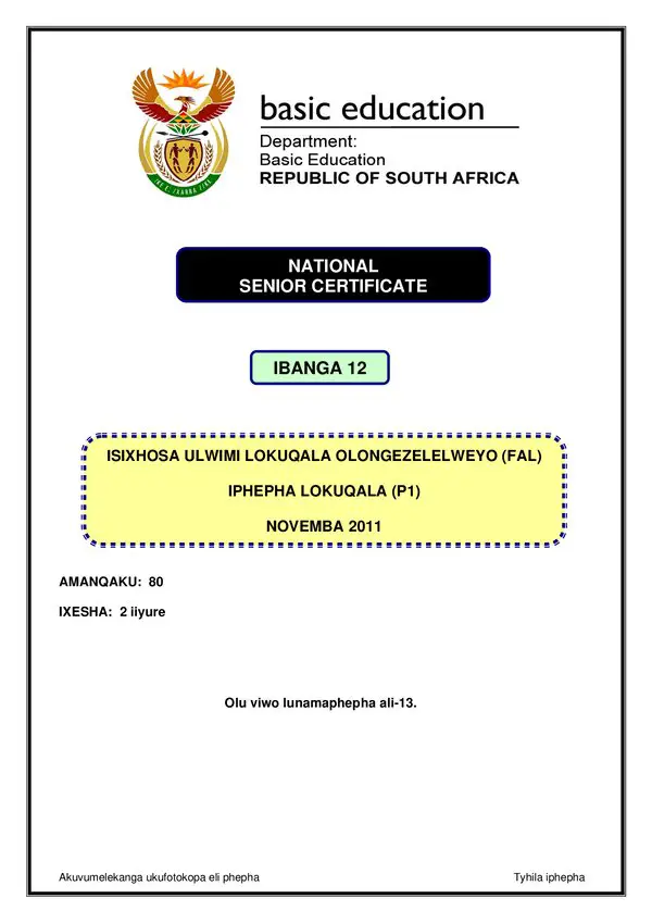 Isixhosa Fal P1