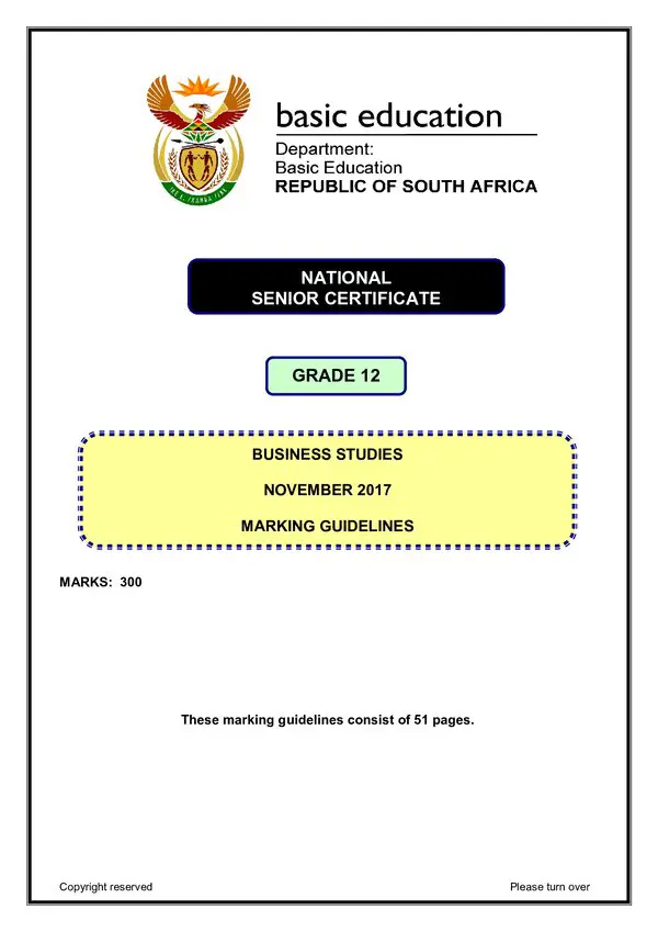 Business Studies Memo 1 (English)