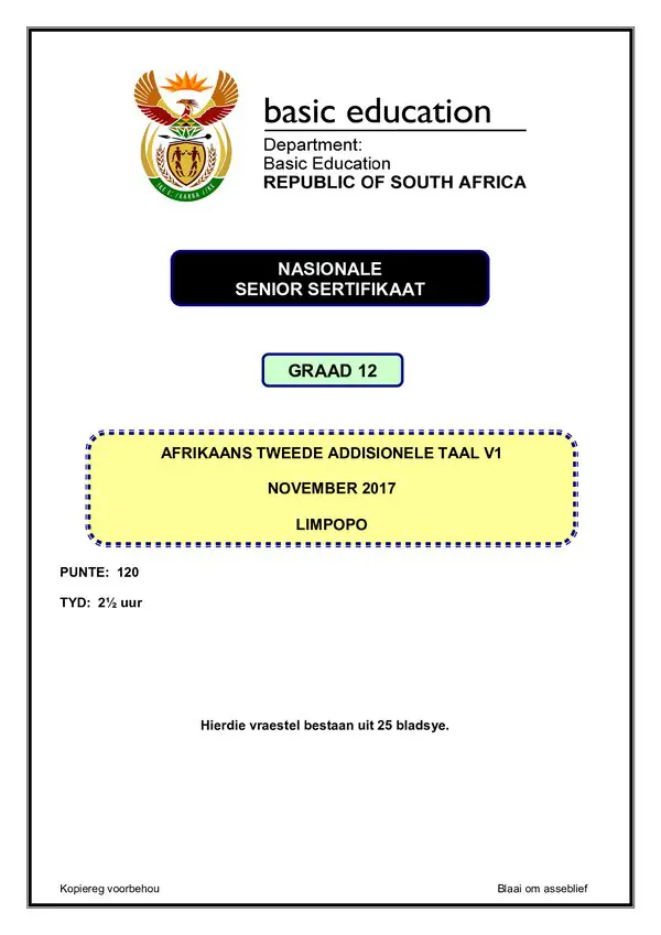 Afrikaans Sal P1 (Limpopo)