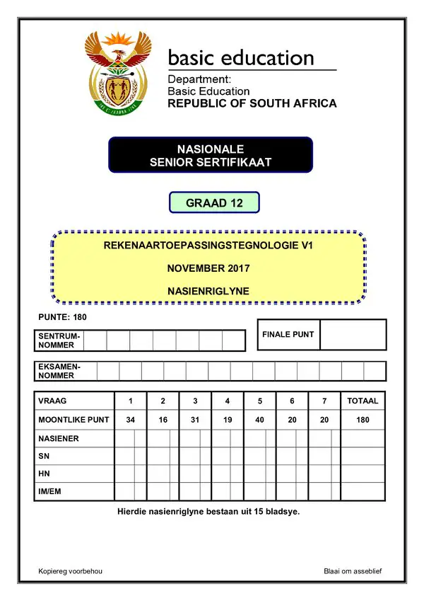 Computer Application Technology Memo 1 (Afrikaans)