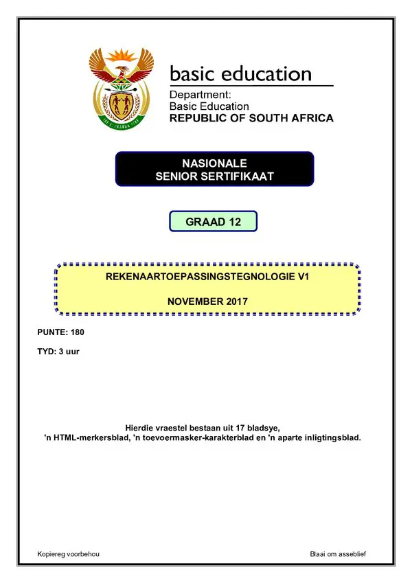 Computer Application Technology Paper 1 (Afrikaans)