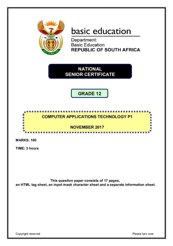Computer Application Technology Paper 1 (English)